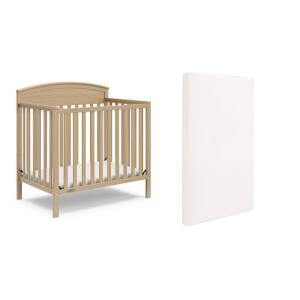 imageGraco Benton 4in1 Convertible Mini Crib with Bonus Crib Mattress White  GREENGUARD Gold Certified 275Inch Mattress Included Baby Crib Converts to Twin Bed Ideal for Small SpacesDriftwood