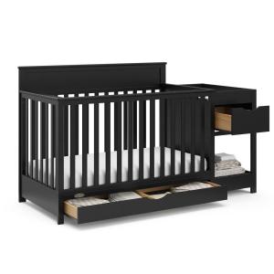 imageGraco Shiloh 5in1 Convertible Crib ampamp Changer with Drawer Driftwood  GREENGUARD Gold Certified Baby Crib Crafted from Wood Converts to Toddler Bed Daybed and FullSize BedBlack