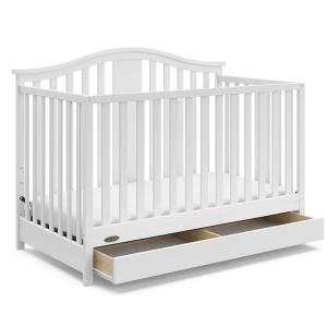 imageGraco Solano 4in1 Convertible Crib with Drawer Pebble Gray  GREENGUARD Gold Certified Includes FullSize Nursery Storage DrawerWhite