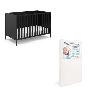 imageGraco Theo 3in1 Convertible Baby Crib White  GREENGUARD Gold Certified Converts to Toddler Bed ampamp Daybed Fits Standard FullSize Baby Crib Mattress 4 Adjustable Mattress HeightsBlack