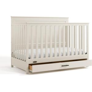 imageGraco Tristan 5in1 Convertible Crib with Drawer Frosted Oat  GREENGUARD Gold Certified Fits Standard Crib Mattress Premium Handle Converts to Toddler Bed Daybed and FullSize BedFrosted Oat