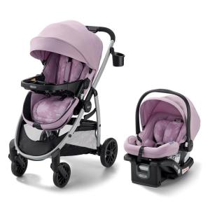 imageGraco Modes Pramette 3in1 Travel System Car Seat Stroller Combo Rear Facing Infant Car Seat Infant Pramette to Toddler Stroller Lilac Mod